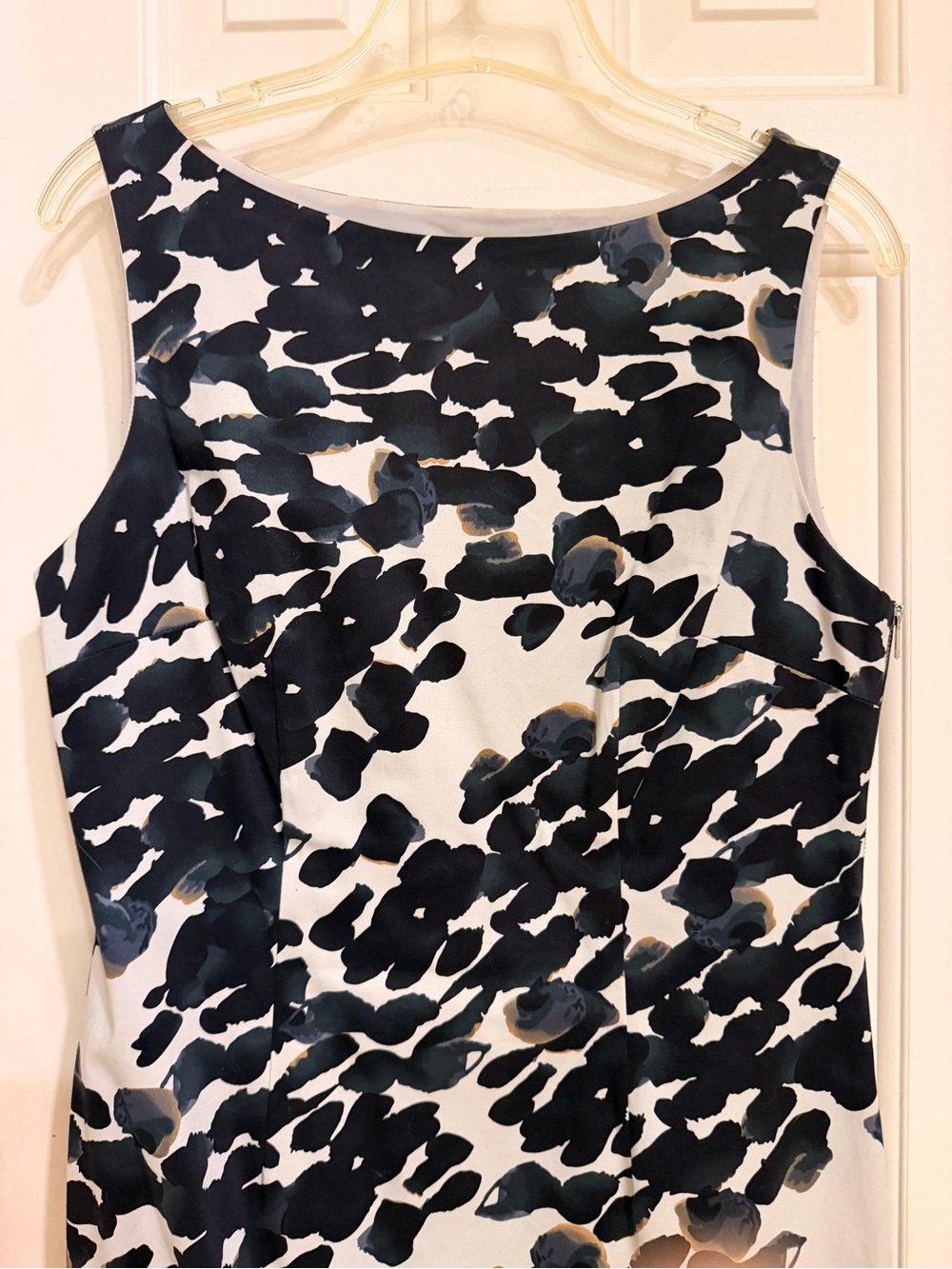 Ann Taylor Black & Cream Abstract Print Midi Sheath Dress, Side Zip, Lined, Sz 6 - Picture 2 of 12